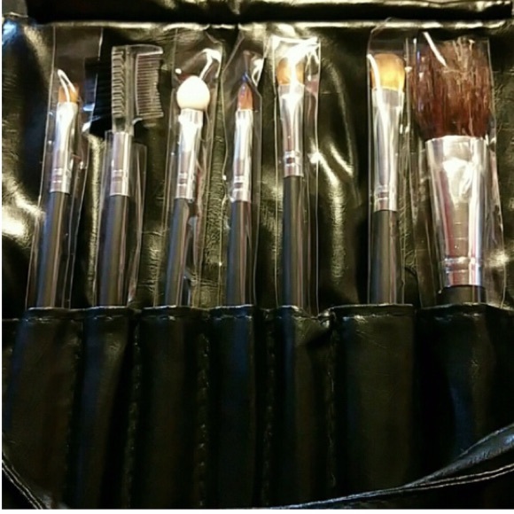 NEW✔️ 7pc Pro Brush Set W/Leather case BLACK or BROWN - Picture 2 of 3
